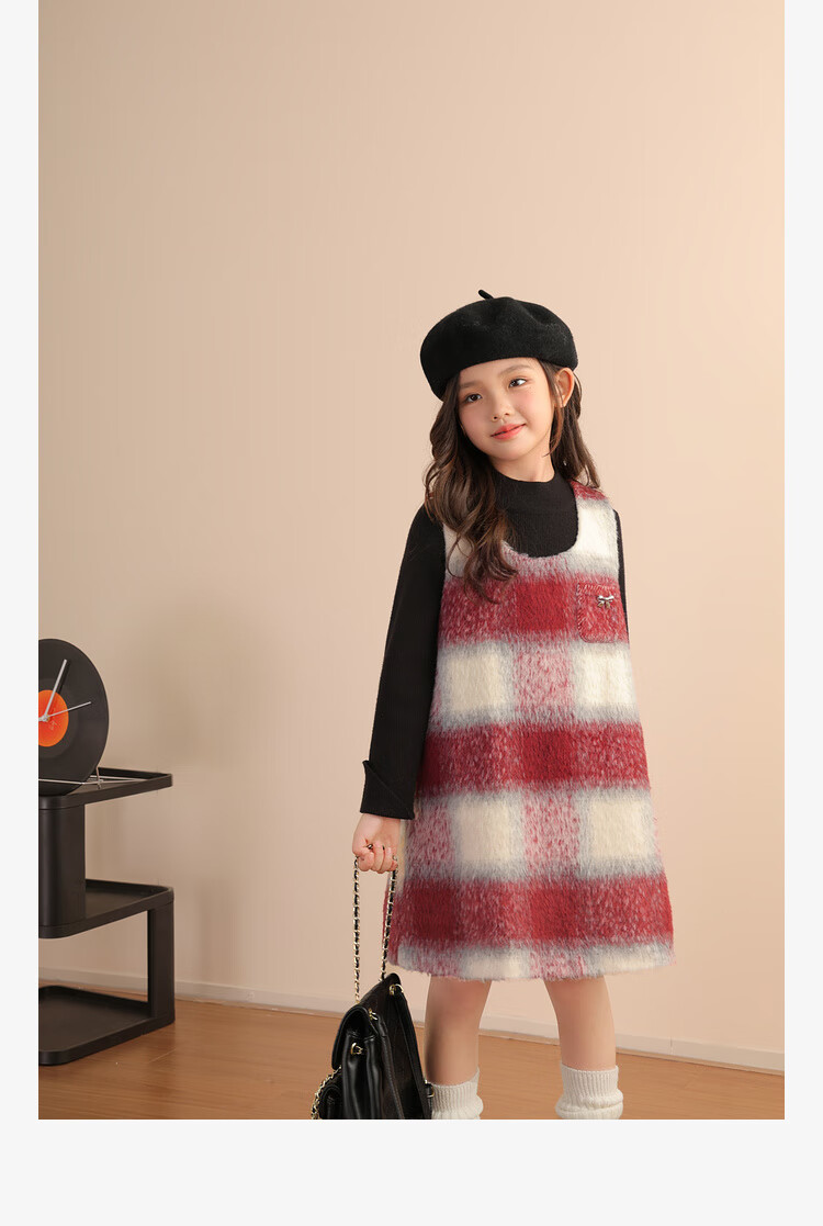 LUSON Chen Dazhu Girls' Vest Dress 2025 Autumn Winter New Year Greeting Red Children's Dress 14