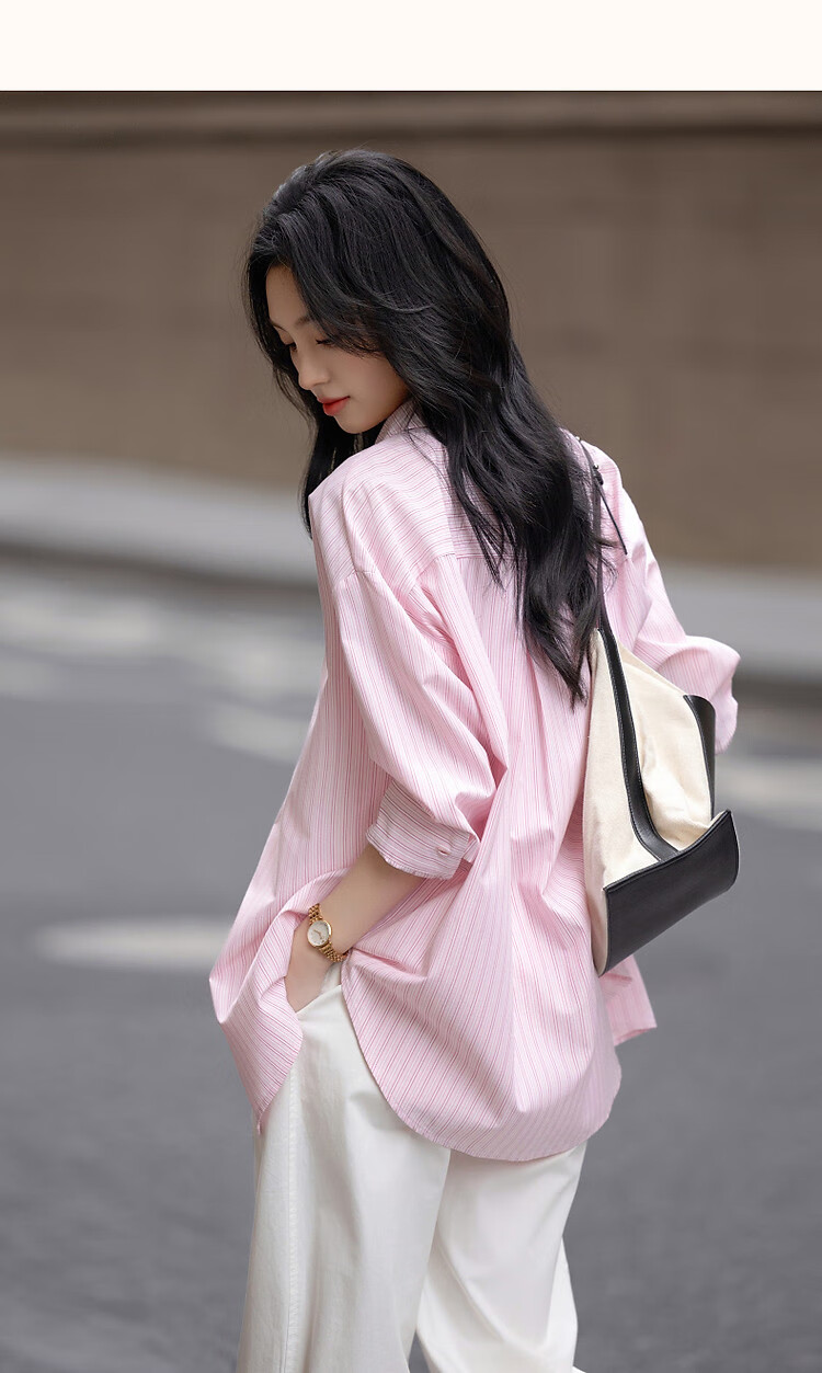 Dme [Design Sensation Two-Way Wear] Spring Minimalist Letter Embroidery Shirt, Striped Comfortable Slimming Blouse, Women's Top 14