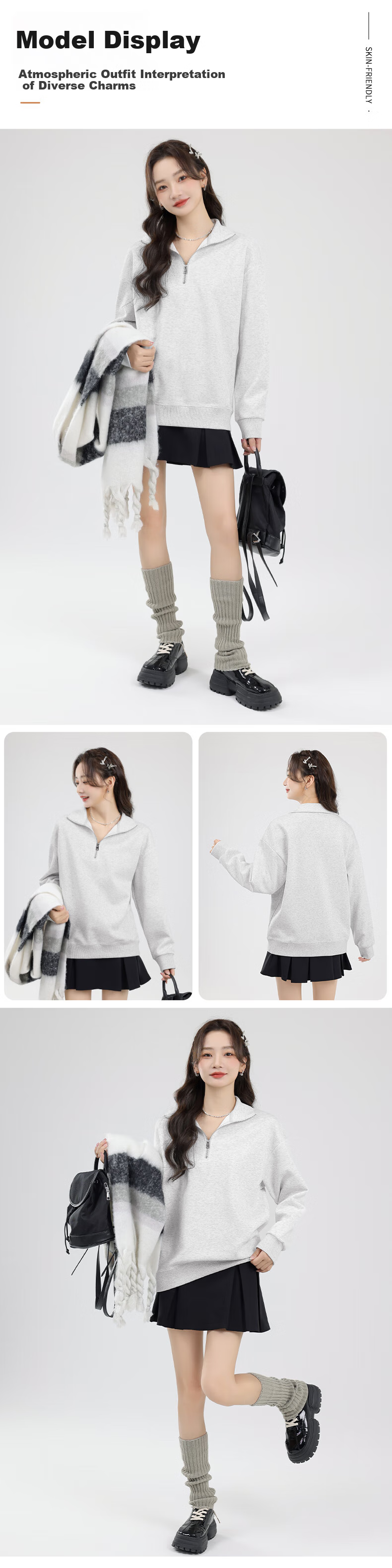 MJ STYLE Casual Lapel Sweatshirt for Women, New Spring And Autumn 2026 Style, Half-Zip Trendy Versatile Fashionable Preppy Jacket Top 5