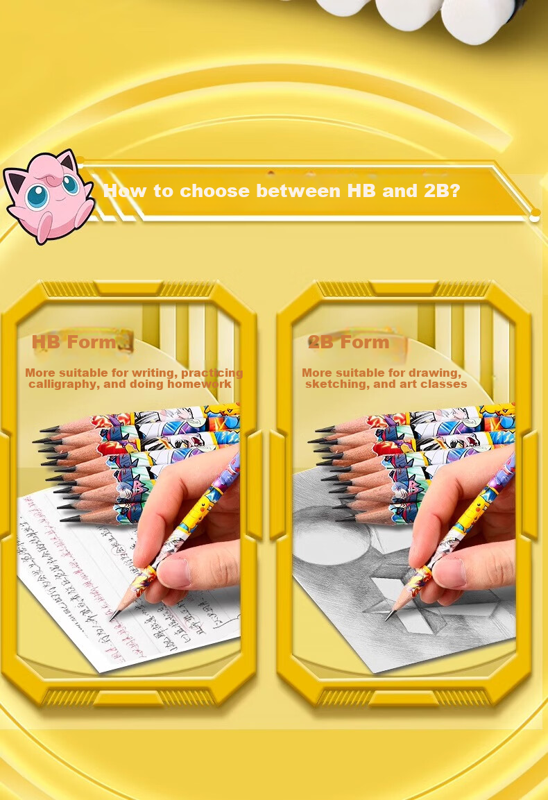 M&G Stationery HB Pencils, 12 Pieces, Pokemon Hexagonal Wooden Shaft with Eraser Tip, Random Styles, Student Summer Vacation Handwriting Practice Wooden Pencils QWP308E0 6