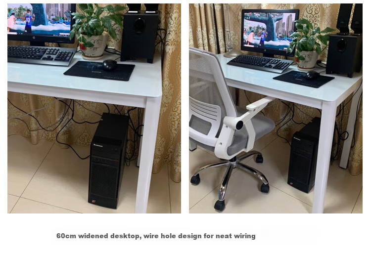 Fanshe Computer Desk, Minimalist Modern Design with Cable Grommet, Glass Desk for Study, Office, Home Use, Dual-Purpose Desk for Dining Room 11