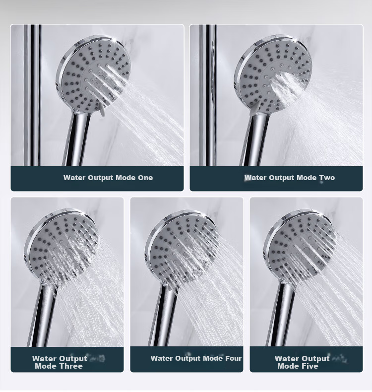 Larsd Surface-Mounted Shower Head Set, Silver Exposed Pipe Shower Head Complete Set with Copper Body Shower Faucet Mixing Valve LD5816 6