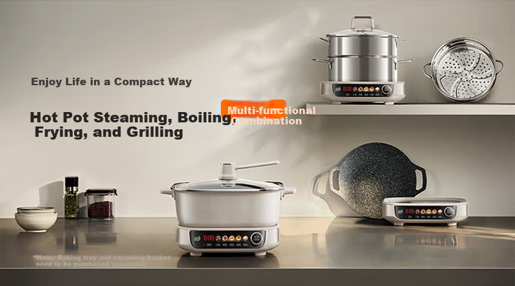 SUPOR IH Electric Hot Pot, Zero Fluorine Titanium Ceramic 6L Household Multifunctional Electric Cooker, 2200W Intense Heat, All-In Hot Pot for Stir-Frying And Cooking, Detachable Design C22-IC800 2