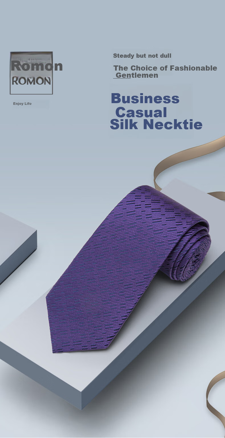 Luomeng Men's Tie, Business Casual Formal Wear, Purple Mulberry Silk, Hand-Tied, 8 Cm Wide, Gift Box Packaging 1
