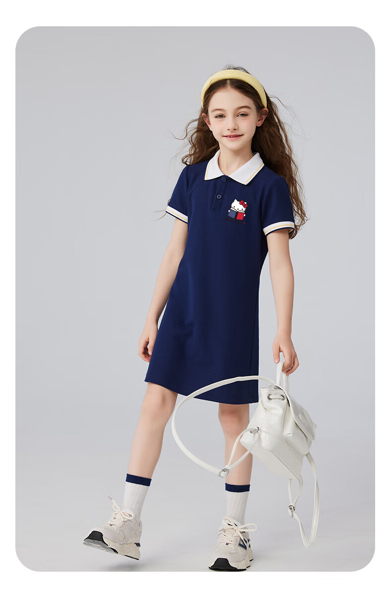Hello Kitty Girls' Dress, Summer 2025 New Style Children's Clothing, Preppy Style Dress, Girls' POLO Dress, Stylish Summer Outfit 11