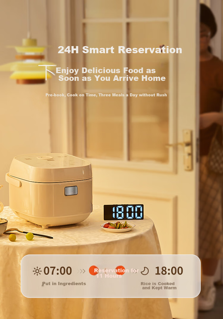 Liven Rice Cooker, Zero Fluorine Titanium Enamel Non-Stick Inner Pot, 3L Capacity, Small Household Electric Rice Cooker for 4-5 People, Smart Reservation Porridge Cooker And Rice Cooking Pot FB-D3568 12