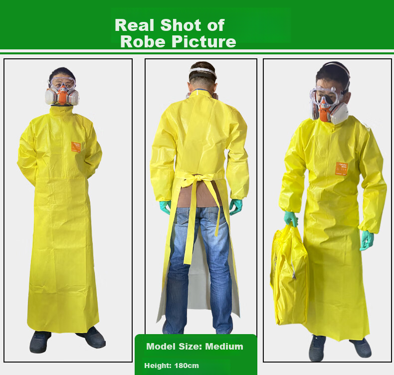 ALPHATEC Long Sleeve Laboratory Apron Reversible Chemical Resistant Apron Breathable Acid and Alkali Resistant Waterproof Long Work Apron 3000 Chemical Protection Robe Size M 2