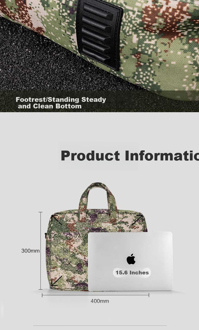 Deli Briefcase Document Bag Large Capacity File Bag Handbag Laptop Bag for Men Thickened 3D Jungle Camouflage Bag Gree 7