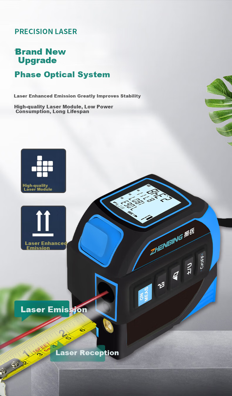 ZHENBING Laser Distance Measuring Tape, Infrared High-Precision Electronic Ruler, Cross-Line Measuring Instrument, Smart Measuring Tape for Room Measurement 6