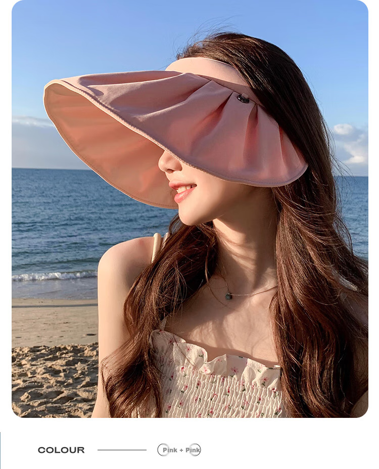 YUZHAOLIN Sun Protection Hat for Women, Summer Visor Sun Hat, UV-Resistant Face-Covering Wide-Brim Shell Hat, Dark Night Black 12