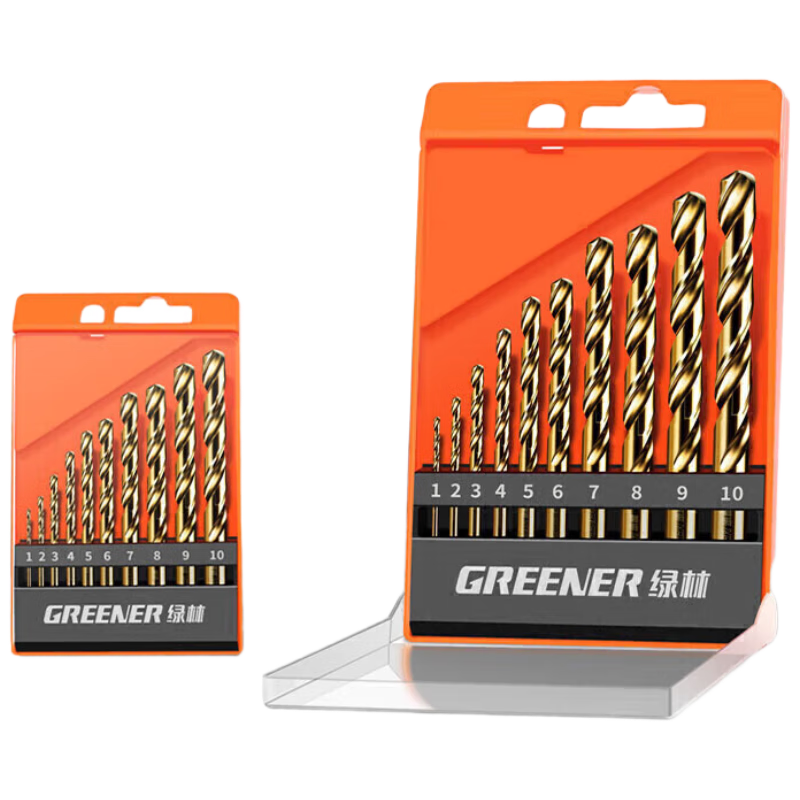GREENER Twist Drill Bit Set, Aluminum Alloy Concrete Drilling Metal Set for Hand Drill, Industrial Plastic Case 10-Piece Set