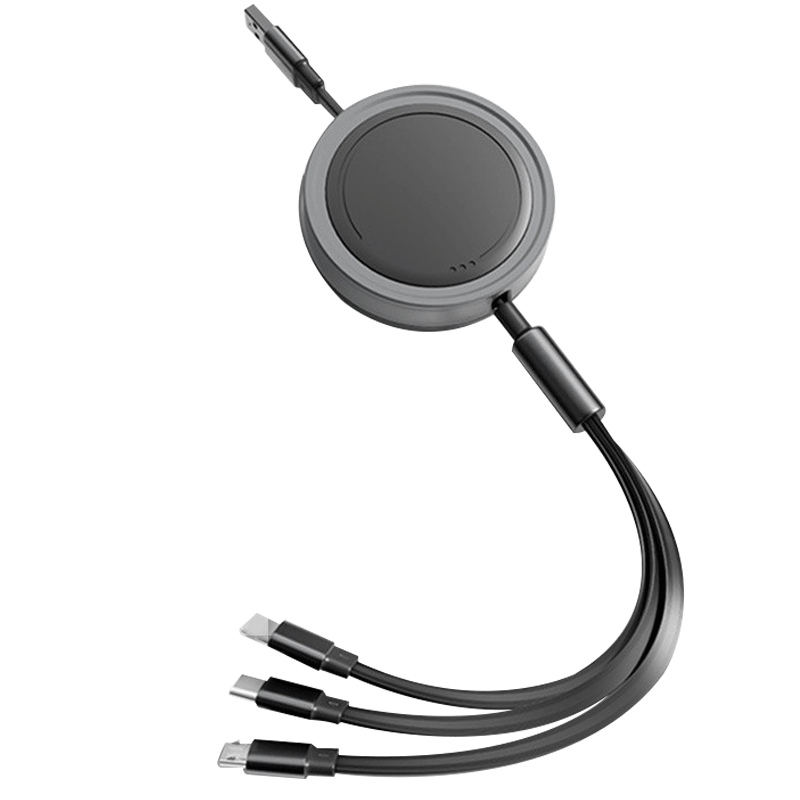 Masentek Three-In Retractable Car Charger Cable for Apple, Type-C, Android, Lightning, Huawei Fast Charging 66W Multi-Head Multifunctional USB Micro