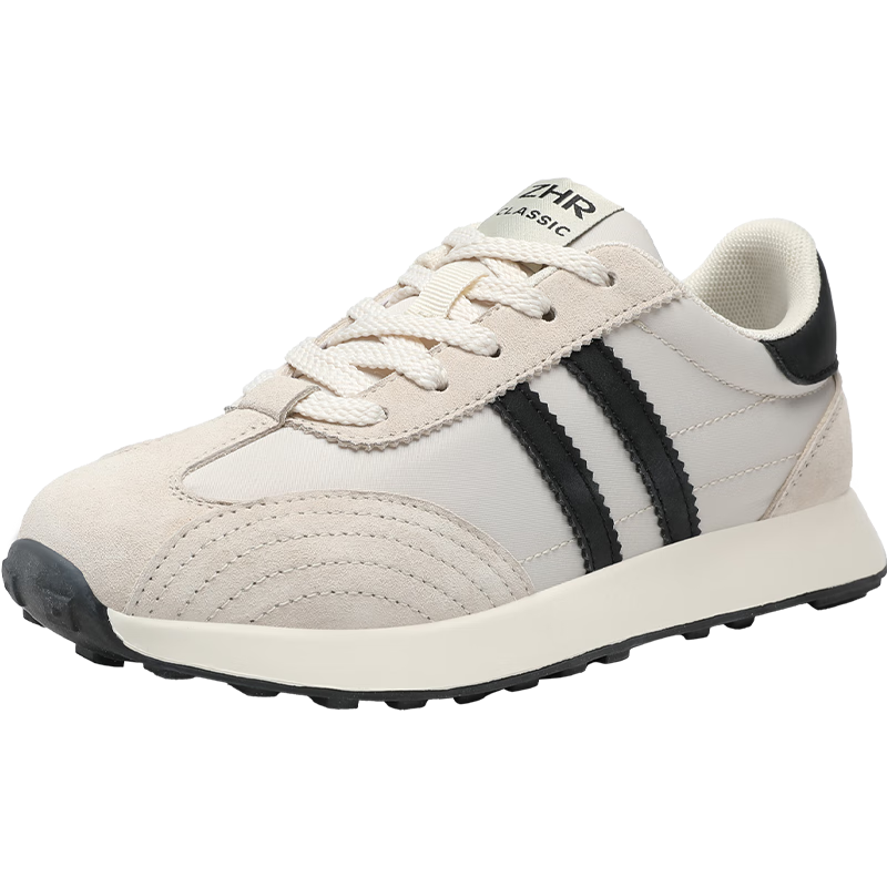 ZHR Dexun Women's New Breathable Running Shoes, Thick-Soled Versatile Casual Women's Sneakers, AK207 Beige-Black, Size 38