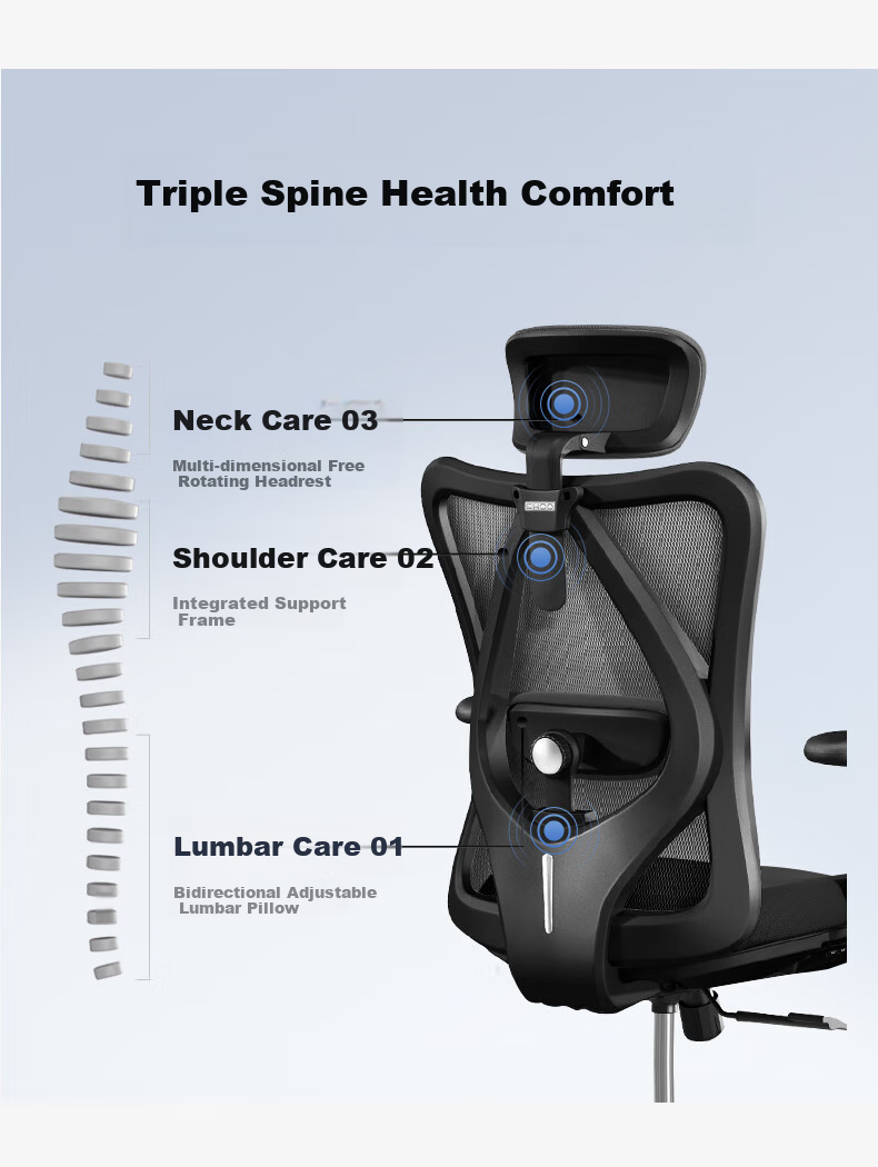 SIHOO M18 Ergonomic Office Chair, Home Computer Chair, Swivel Chair with Four-Way Lumbar Support 5