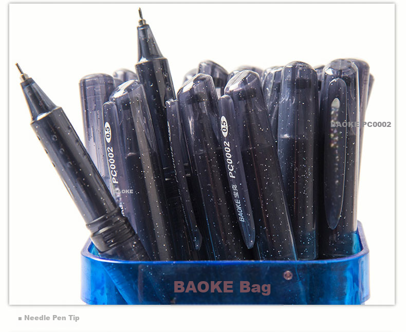BAOKE PC0002, 0.5mm Semi-Needle Tube Gel Pen, Black Ink, Signing Pen, 40 Pieces 5