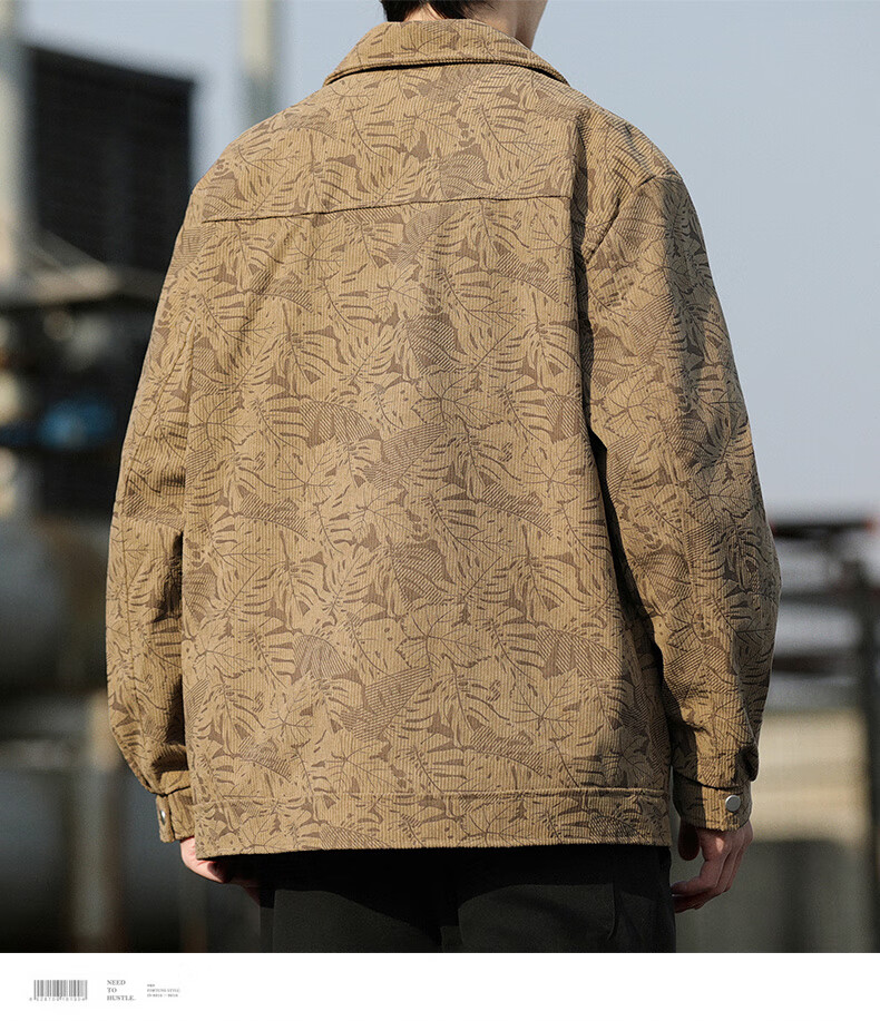 ROMON Men's Spring and Autumn Fashion Lapel Business Casual Jacket Baseball Coat 1703 Coffee 2XL 12