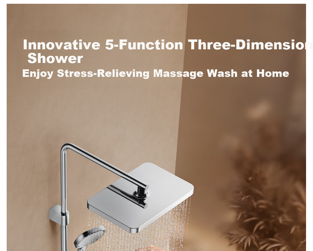 JOMOO Shower Set with Brass Piano Key Design, Descaling, Waist And Back Sprays, Massage Function, Constant Temperature, SPA Shower System 26192-695/1B 11