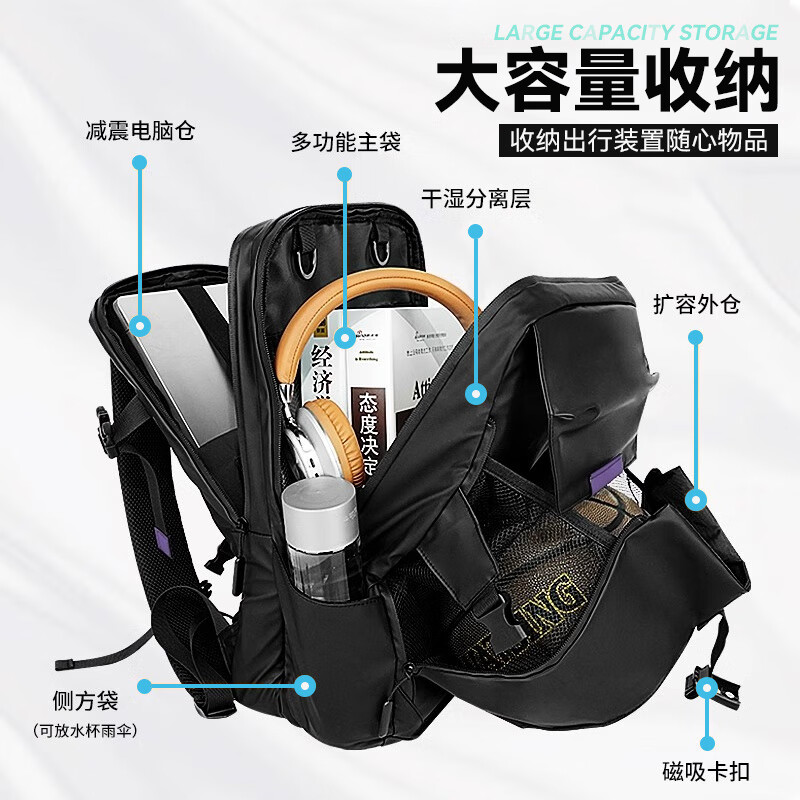 VICTORIATOURIST Men's Backpack 17.3-inch Laptop Bag Sports Motorcycle Large Capacity Basketball Travel School Bag