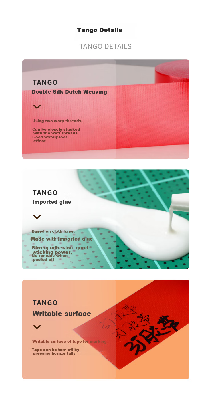TANGO Office Strong Carpet Tape, Windproof, L-Shaped, Sealing, High Adhesion, Wear-Resistant, Waterproof Tape, Can Be Hand-Torn, Black, 48mm*15y (13.7 Meters), 3 Rolls Per Pack 10