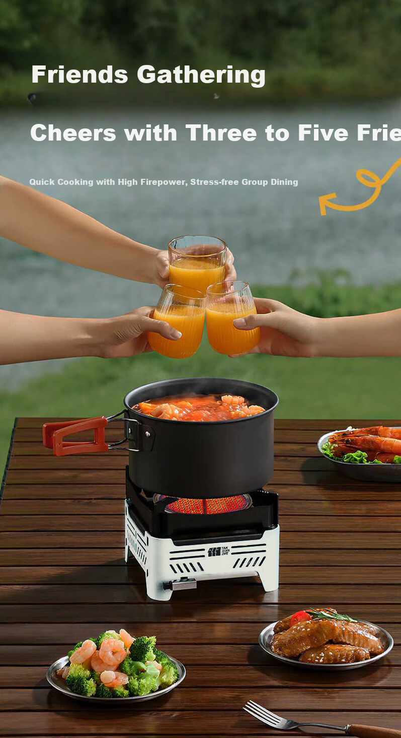 TAN XIAN ZHE Outdoor Cassette Stove Camping Stove Picnic Cookware Tea Brewing Infrared Windproof Split Cassette Stove 5