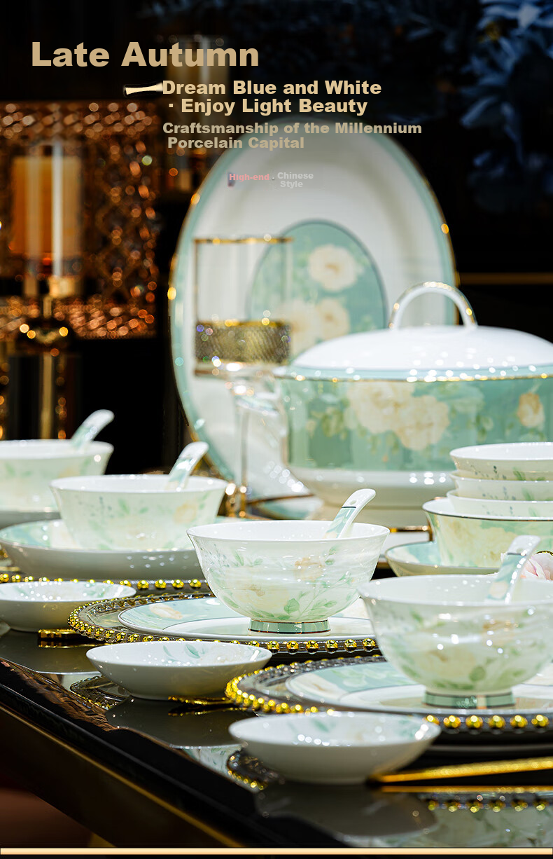 Ciliwanjia Tableware Set, Complete Chinese High-End Ceramic Bowls And Plates, Housewarming Bowl And Chopsticks Set, 58-Piece Premium Gift Box 1