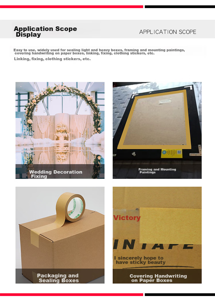 TANGO Kraft Paper Tape, 60mm*18m*5 Rolls, 125um Thickness, Packaging Sealing Tape, Opaque, Noiseless, Can Be Hand-Torn, for Home Use, Factory Workshop Production, Office Supplies, T19623 8