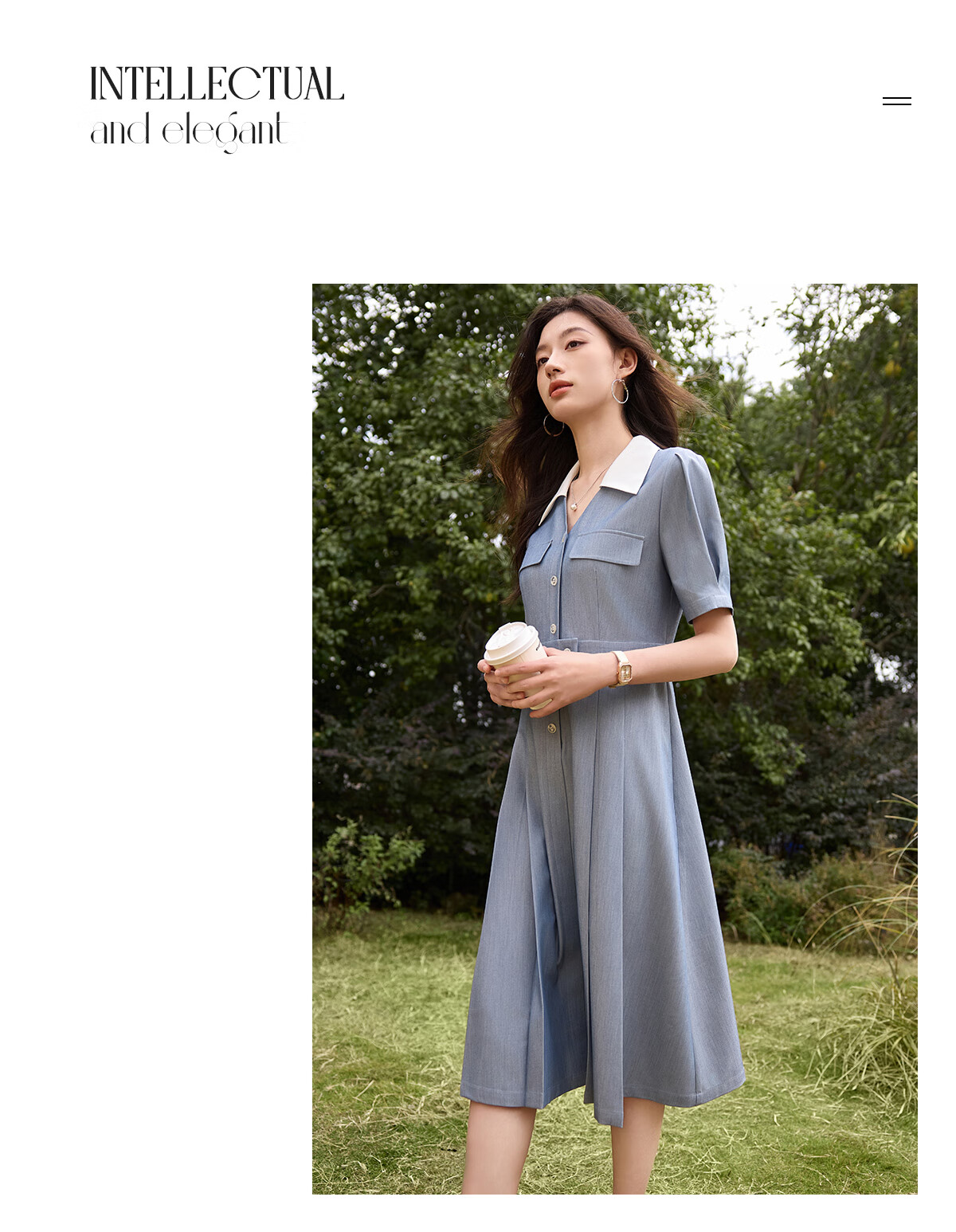 Chushen Summer Short-Sleeve Dress for Women, Retro Color-Block Lapel, Waist-Cinching Slimming, Commuter Casual Dress S52Q036 9