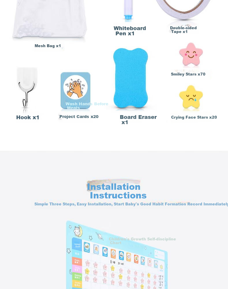 Deli 60*40cm Growth Self-Discipline Chart, Student Kindergarten Reward Stickers, Points for Good Habits, Top Student Habit Formation Course, Daily Check-In, Birthday Gift Stationery for Boys And Girls 11