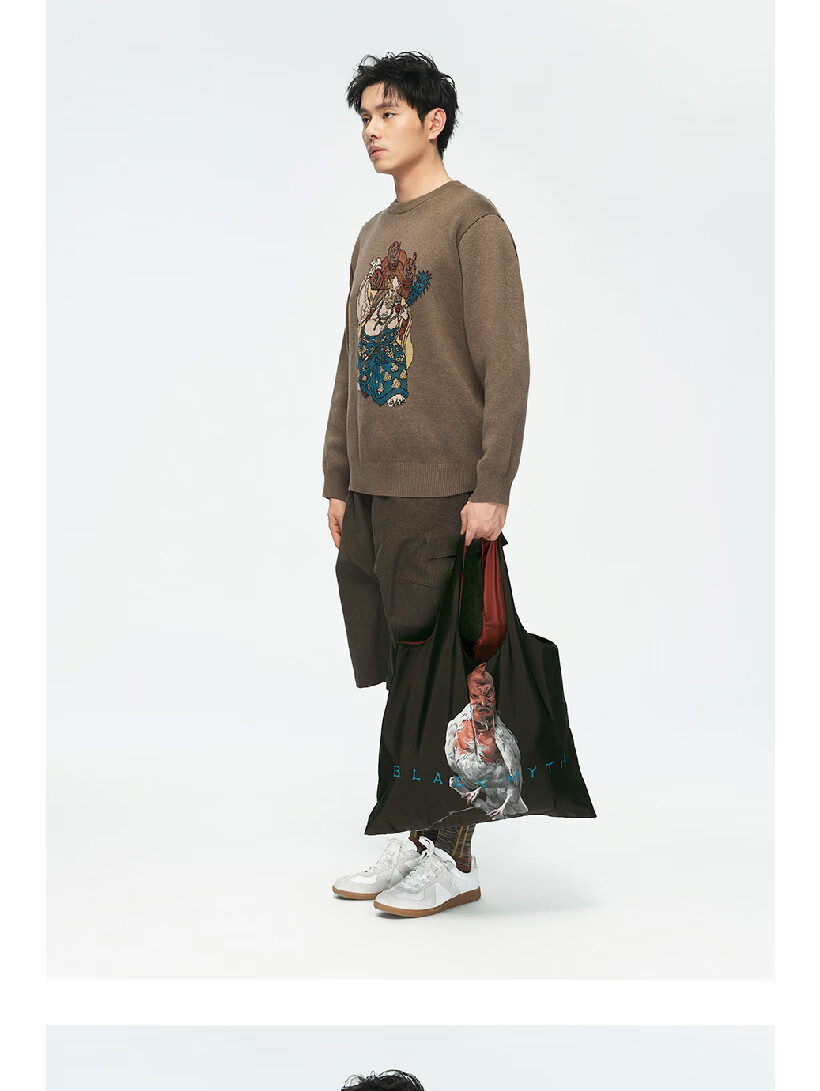 Black Myth Eco-friendly Bag (Little Western Heaven Land) One Size Black Myth Wukong Official Merchandise Double-layer Color-block Printed Pattern Large Capacity Tote Bag 12