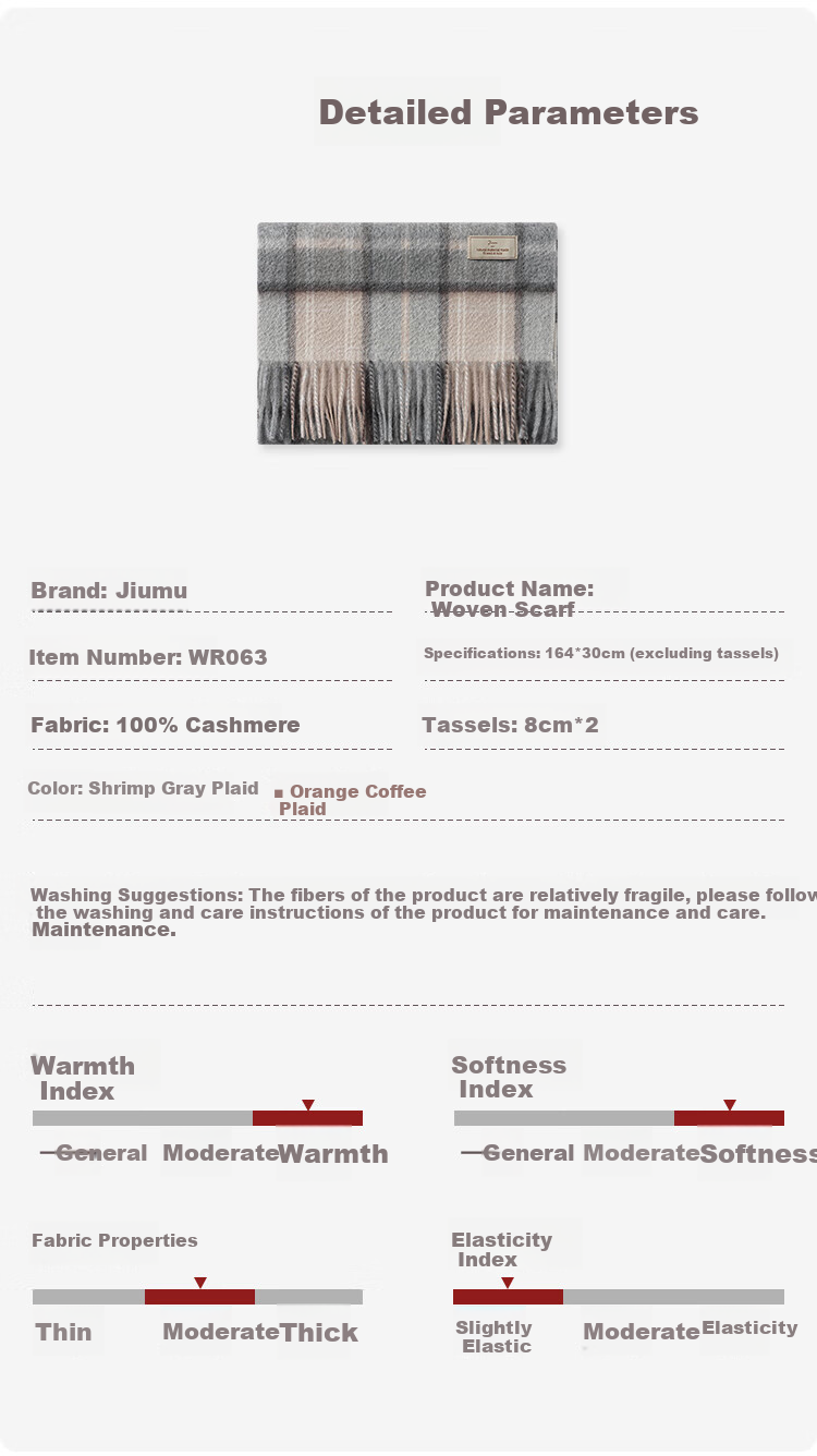 JIUMU 100% Cashmere Scarf for Women, Autumn And Winter Shawl, Warm Neck Wrap, Gift for Girls, Mid-Autumn Festival Birthday Present, Gift Box Set 5