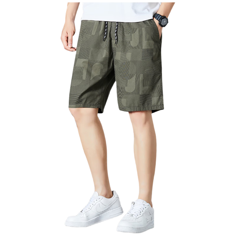 TUCANO Men's Summer Fashion Casual Cotton Breathable Lightweight Sports Shorts, Army Green, XL