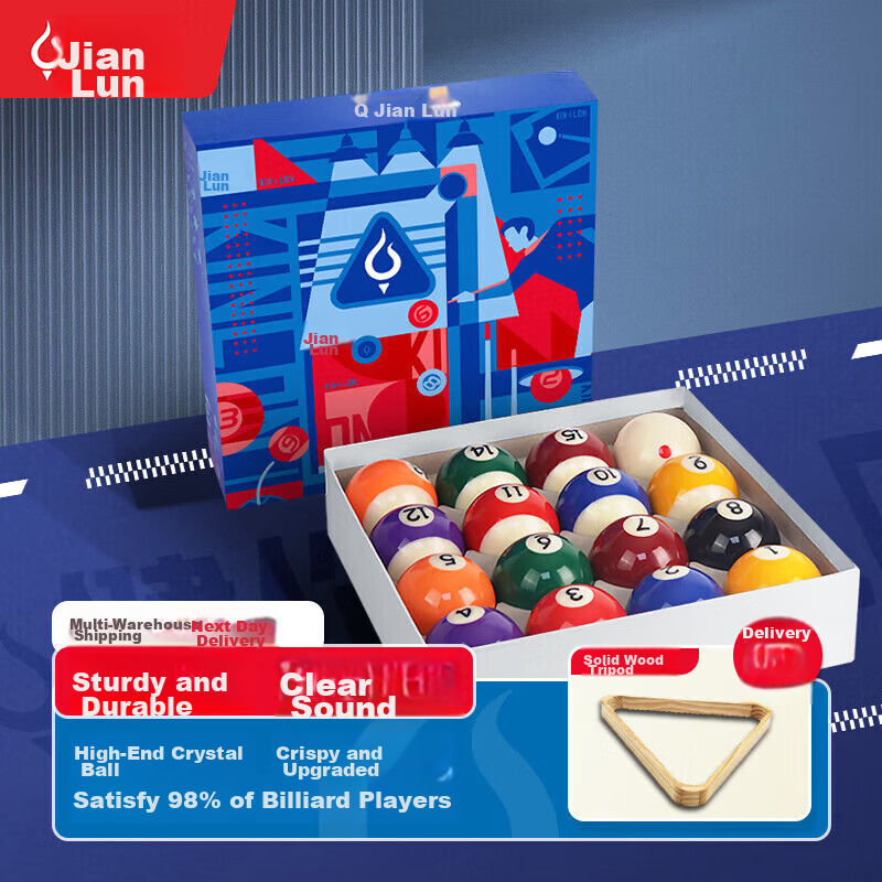 JEEANLEAN Billiard Ball, Chinese Eight-Ball Table Standard 57.2mm 8A Crystal Ball for Training