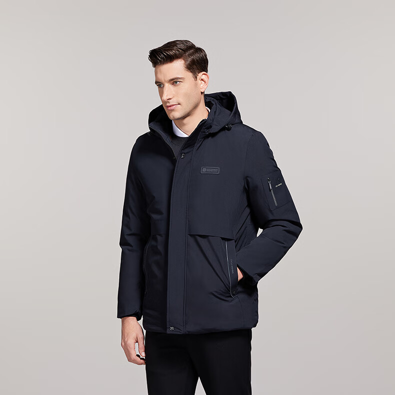 ROMON Cotton Jacket for Men, Autumn And Winter Warm Hooded Casual Outdoor Loose Puffer Coat MY401 Black 4XL 4