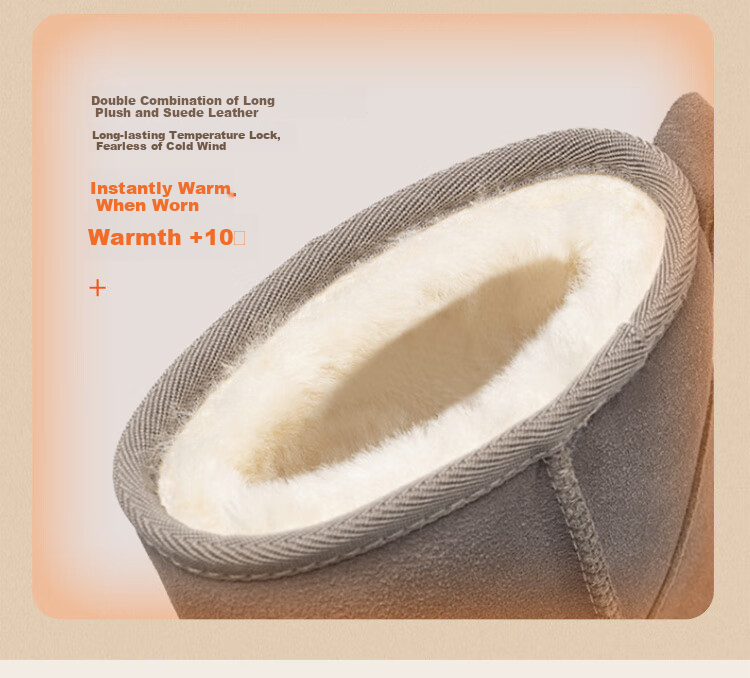 ZHR Snow Boots for Women, 2025 New Style, Fleece-Lined Warm Boots, Genuine Leather Waterproof Short Boots, Cotton Shoes for Women, Coffee Color, Size 35 4