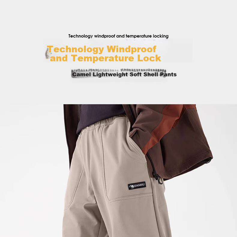 CAMEL [Wang Junkai's Choice] Men's Outdoor Ski Pants, Fleece-Lined for Cold Protection And Warmth, Water-Repellent, Loose-Fitting Cargo Pants for Women 1776 2