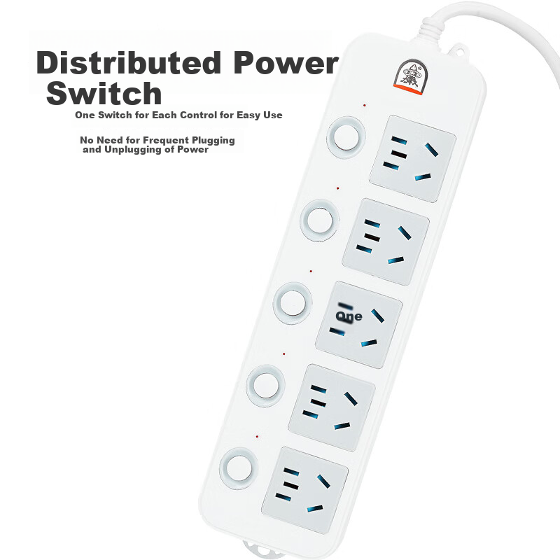 Zidantou Power Strip/Extension Cord/Surge Protector with Individual Switches, 5 Outlets, 2.8 Meters Long TS-206c