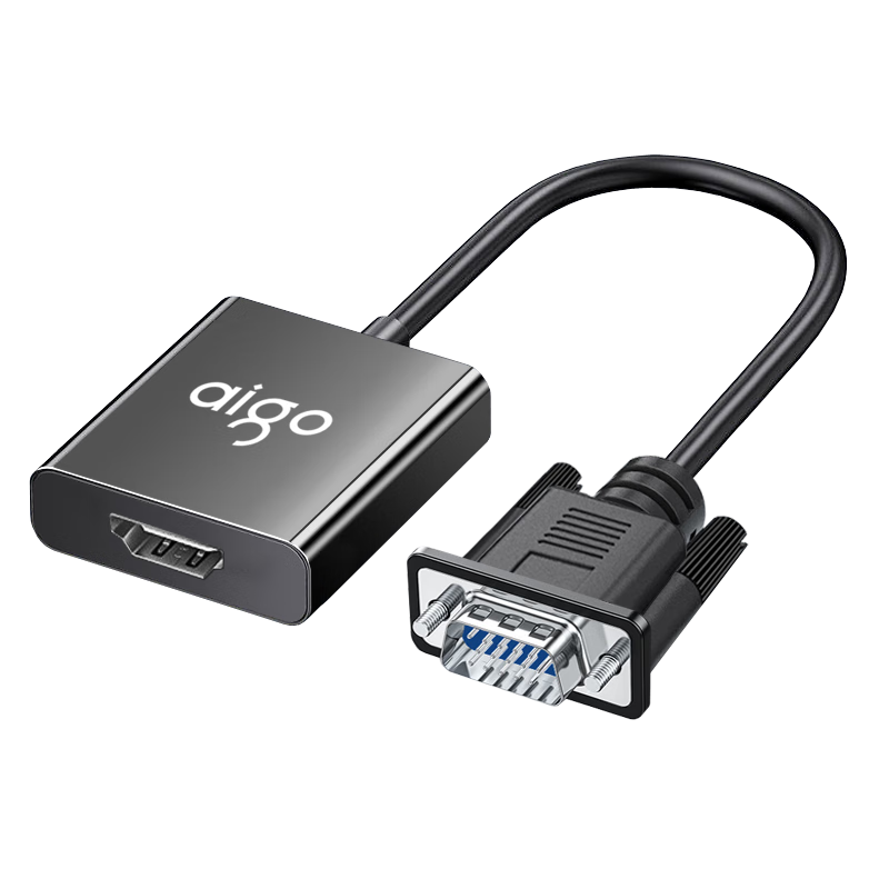 Aigo VGA to HDMI Converter Aluminum Alloy with Audio Power Supply High-Definition Video Adapter for Laptops Desktop Computers TV Monitors Projectors VH01