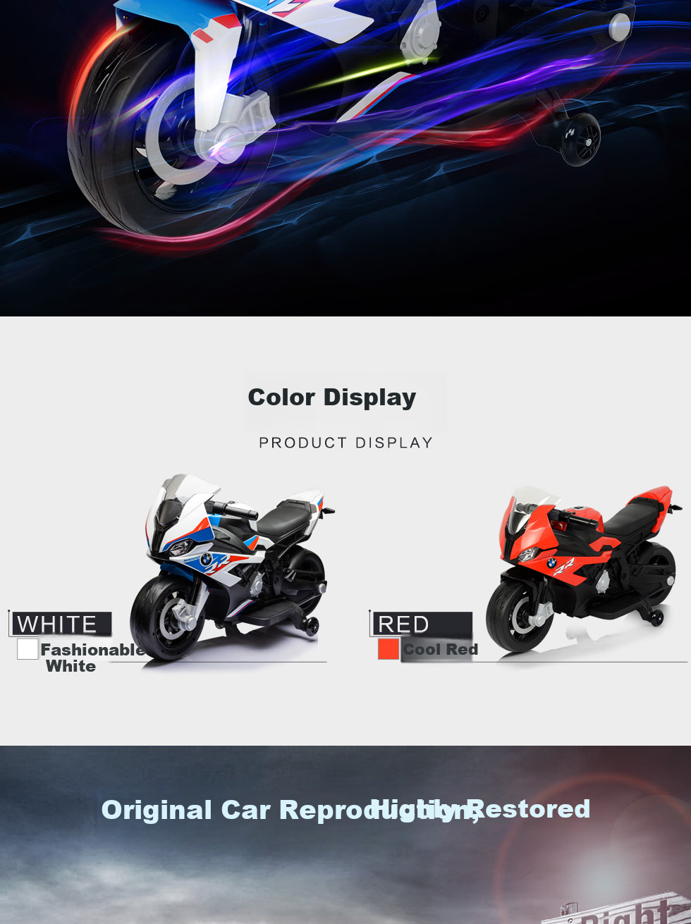 CHILOKBO Electric Baby Motorcycle Toy Car for Boys And Girls, Ride-On Toy Car Gift for Toddlers, Fashionable White BMW Style 2