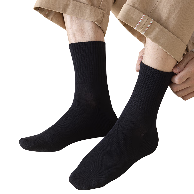 NOLANSEND Disposable Socks, Portable, Sweat-Absorbing, No-Wash Mid-Calf Socks, Essential for Military Training And Students, Black, 10 Pairs Per Pack
