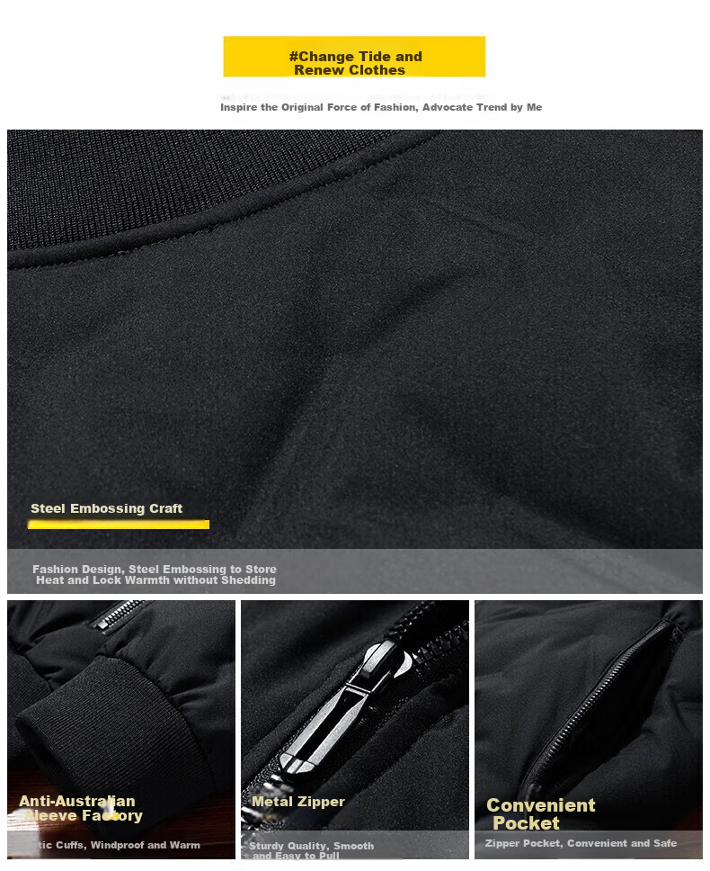 NASA MARVEL Men's Short Thickened Down Jacket Autumn Winter Business Simple Comfortable Cold-Resistant Coat Black 4XL 2