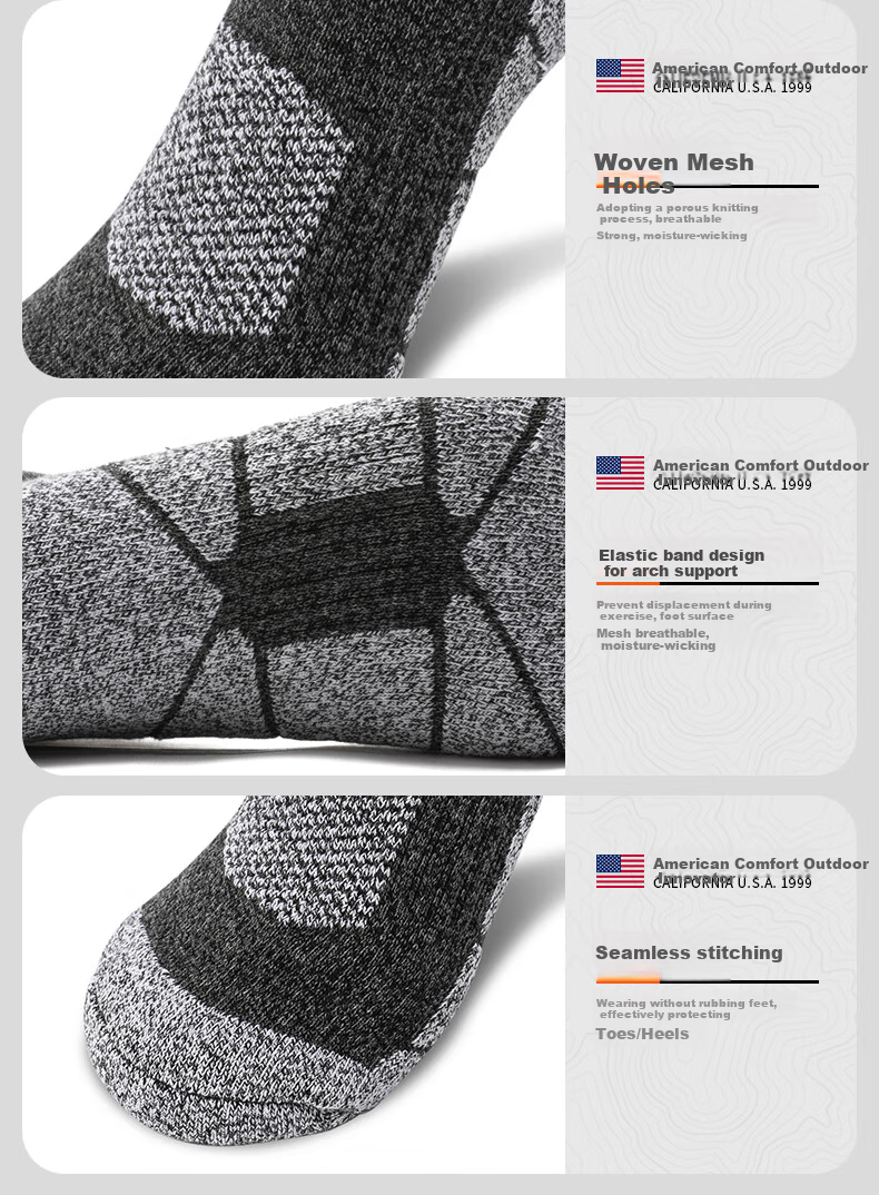 TFO Competition-Level Outdoor Socks, Breathable Comfortable Sports Socks, Hiking And Mountaineering Socks B2222162, Men's Dark Gray 11