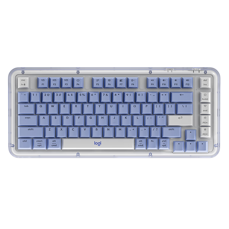 Logitech ALTO KEYS K75M Amber Series AI Customizable Wireless Mechanical Keyboard, Hot-Swappable Marble Switches, Blue And Purple, 104 Keys