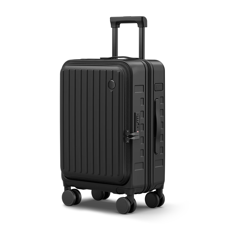 DTA Luggage Suitcase for Men And Women, Expandable Side-Opening Carry-On Large Capacity Travel Case, Midnight Black, 24 Inches