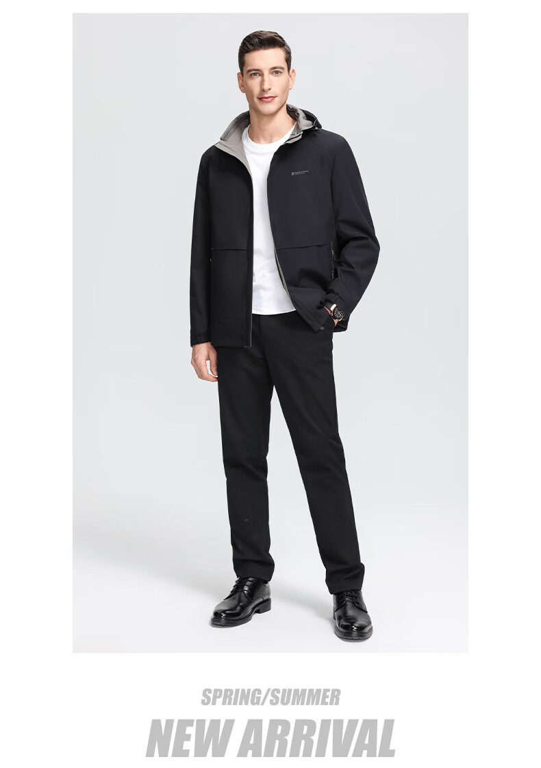 ROMON Double-Sided Lapel Jacket for Men with Detachable Hood, Easy-Care Business Coat for Young And Middle-Aged Men in Spring 8