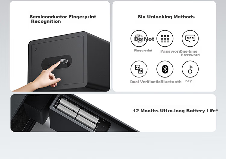 MIJIA Smart Safe Box, 30CM, Fingerprint Password, 6 Unlocking Methods, Office And Home Safekeeping Cabinet, Confidential Box 4