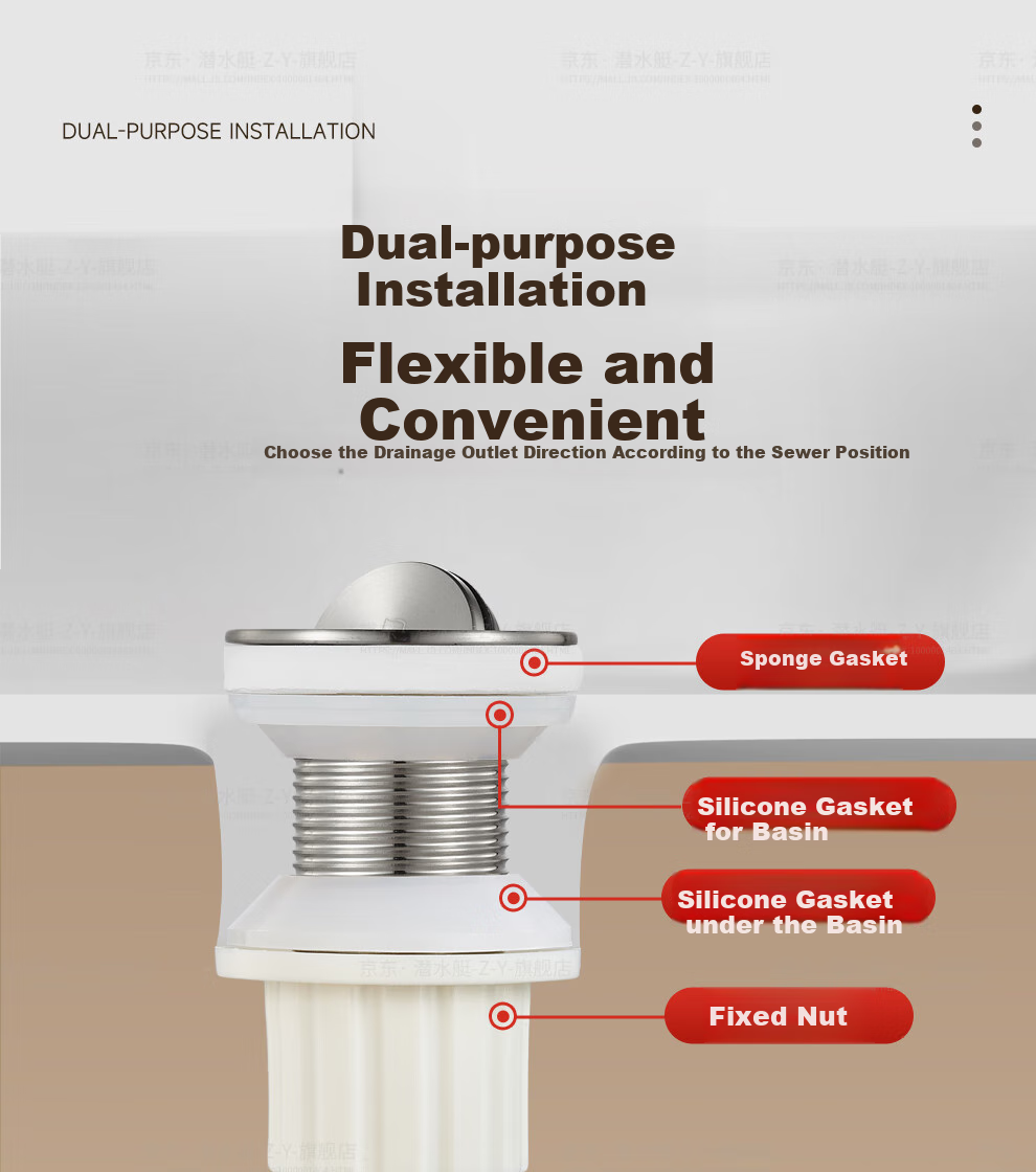 Submarine SQ-11B Drain, Basin Drain Pipe Set, without Overflow Hole, Drain Kit 13