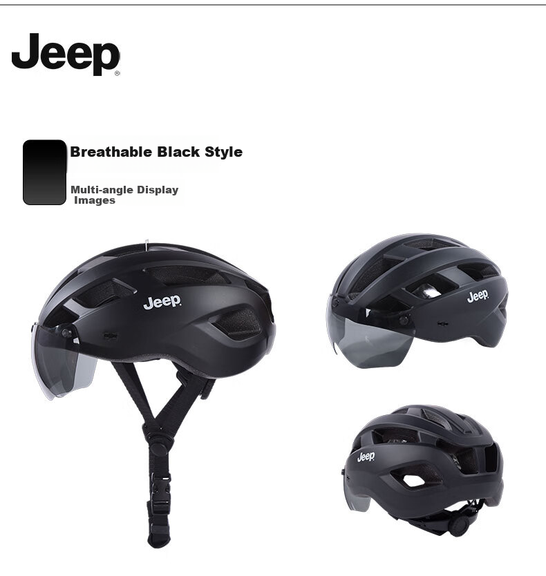Jeep Integrated Bicycle Helmet with Goggles, One-Piece Molded Design, Unisex Breathable Mountain And Road Bike Safety Helmet 9