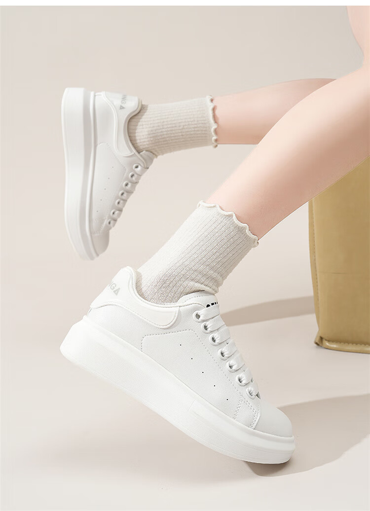 Semir Women's White Sneakers Spring Autumn Height Increasing Casual Shoes McQueen Style SFYM251037 White Black Size 40 7