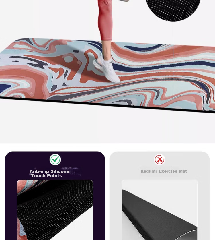 Neumee Thickened Non-Slip Exercise Mat with Silicone Touch Points for Men And Women, Fitness Jump Rope, Yoga Shock-Absorbing Lava 8
