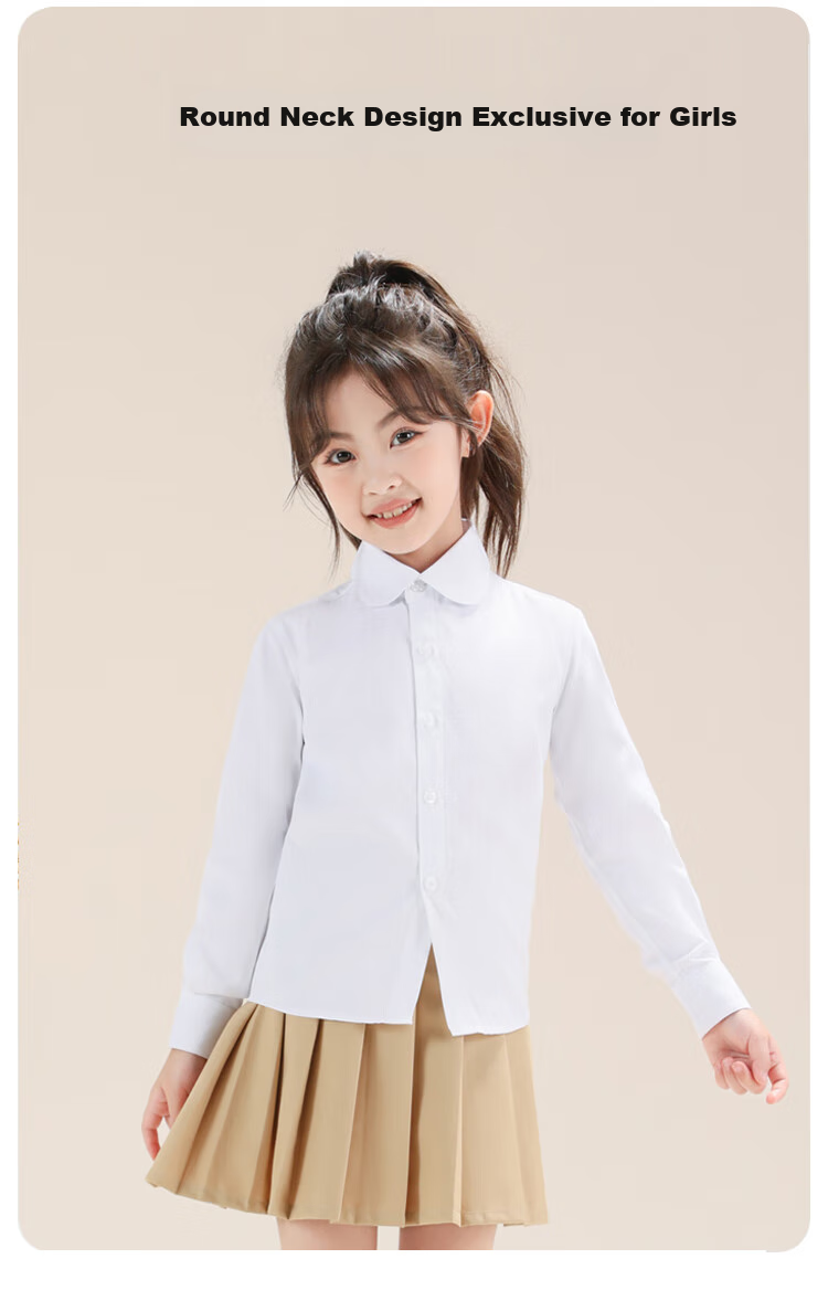 Yinuofang Children's White Long-Sleeve Shirt School Uniform Undershirt for Girls: White Long-Sleeve 170CM 5